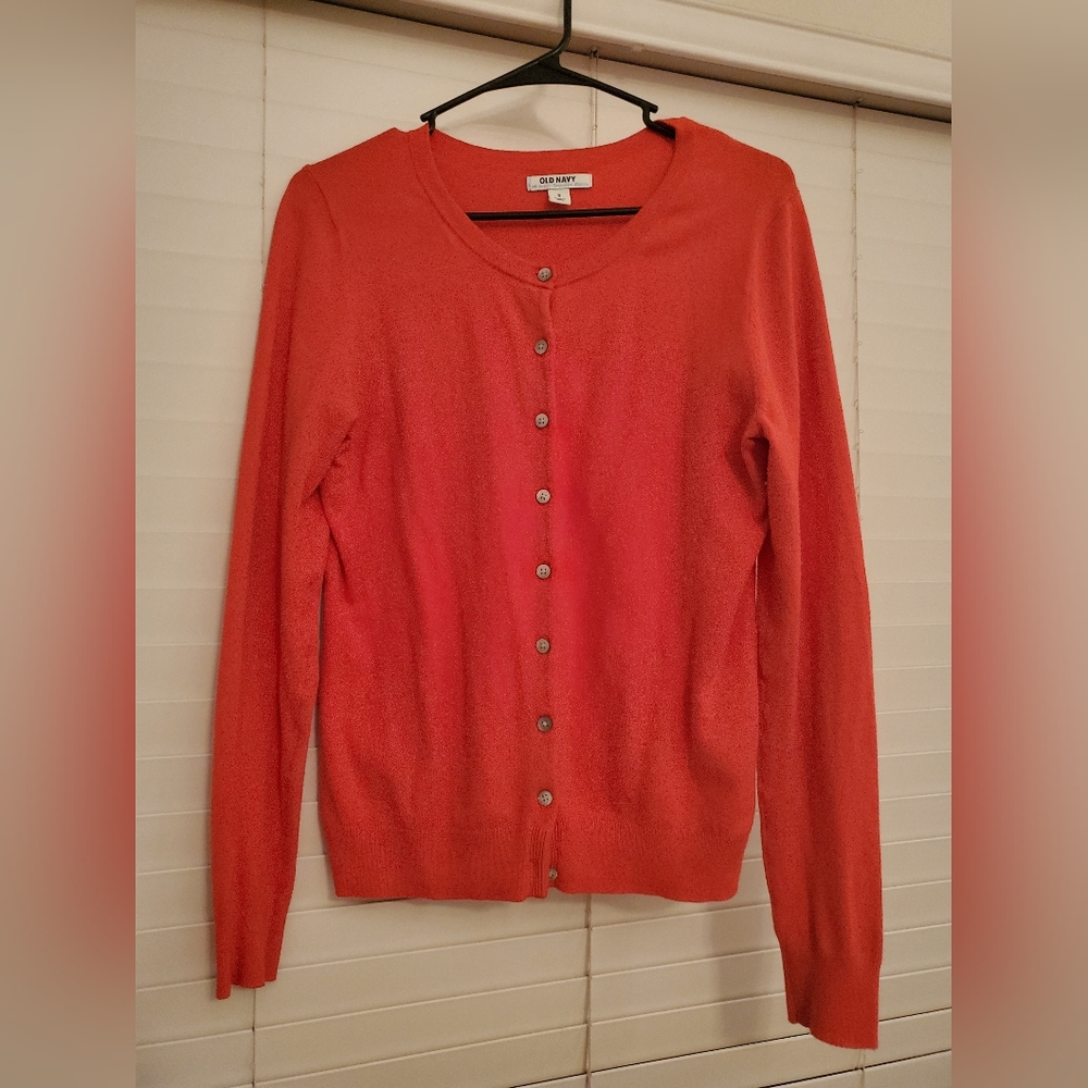 Neon Salmon Cardigan - M